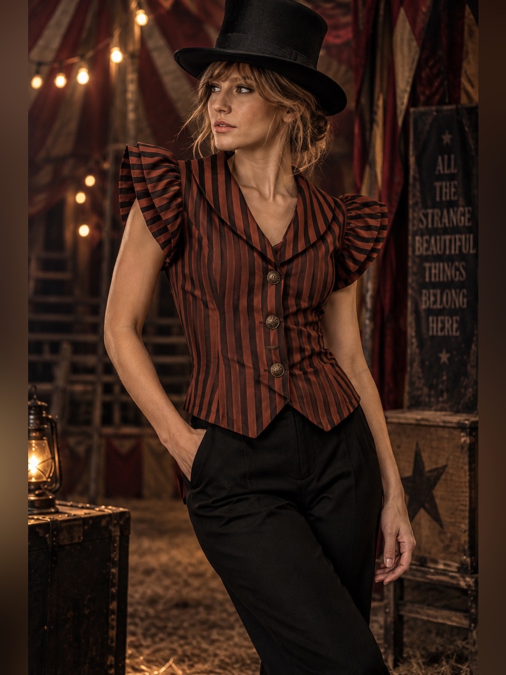 Scarlet Darkness Gothic Victorian Corset Top Steampunk Striped Lace Alternative